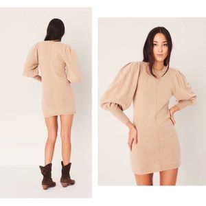 NWT BA&SH Nancy Puffed Sleeve Mini Sweater Dress